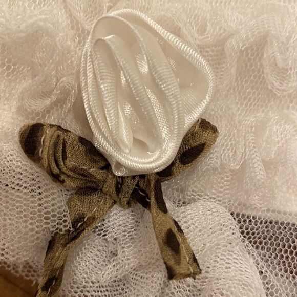 Nanette Baby Fancy Dress Off White Layered Ruffle Rose Bud Leopard Accent O-3 M - Picture 6 of 14